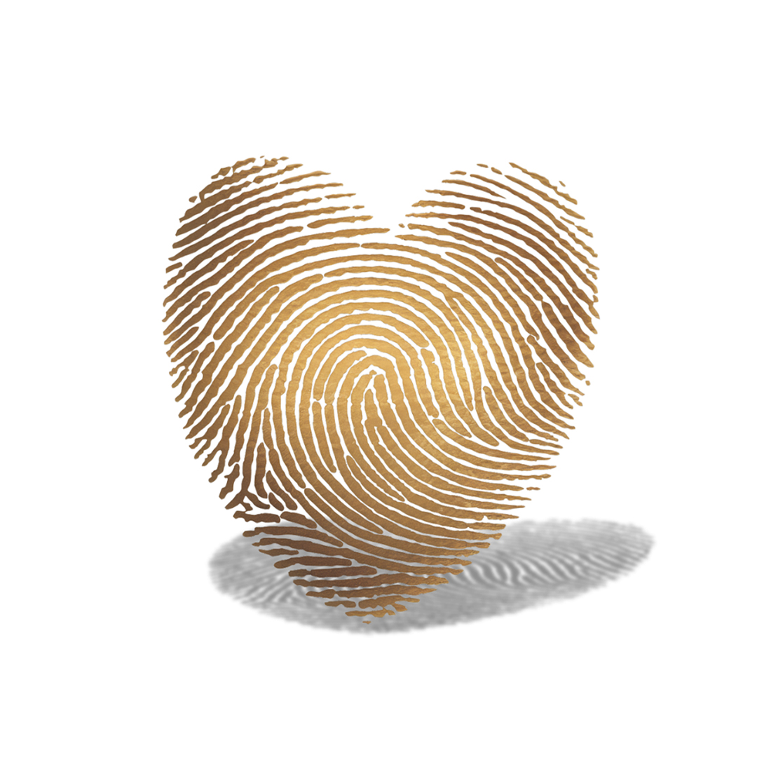 Heart-shaped fingerprint representing God's unique design